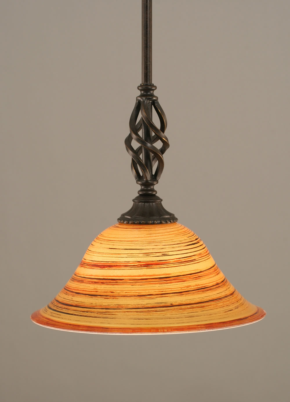 Eleganté Mini Pendant With Hang Straight Swivel Shown In Dark Granite Finish With 10" Firré Saturn Glass