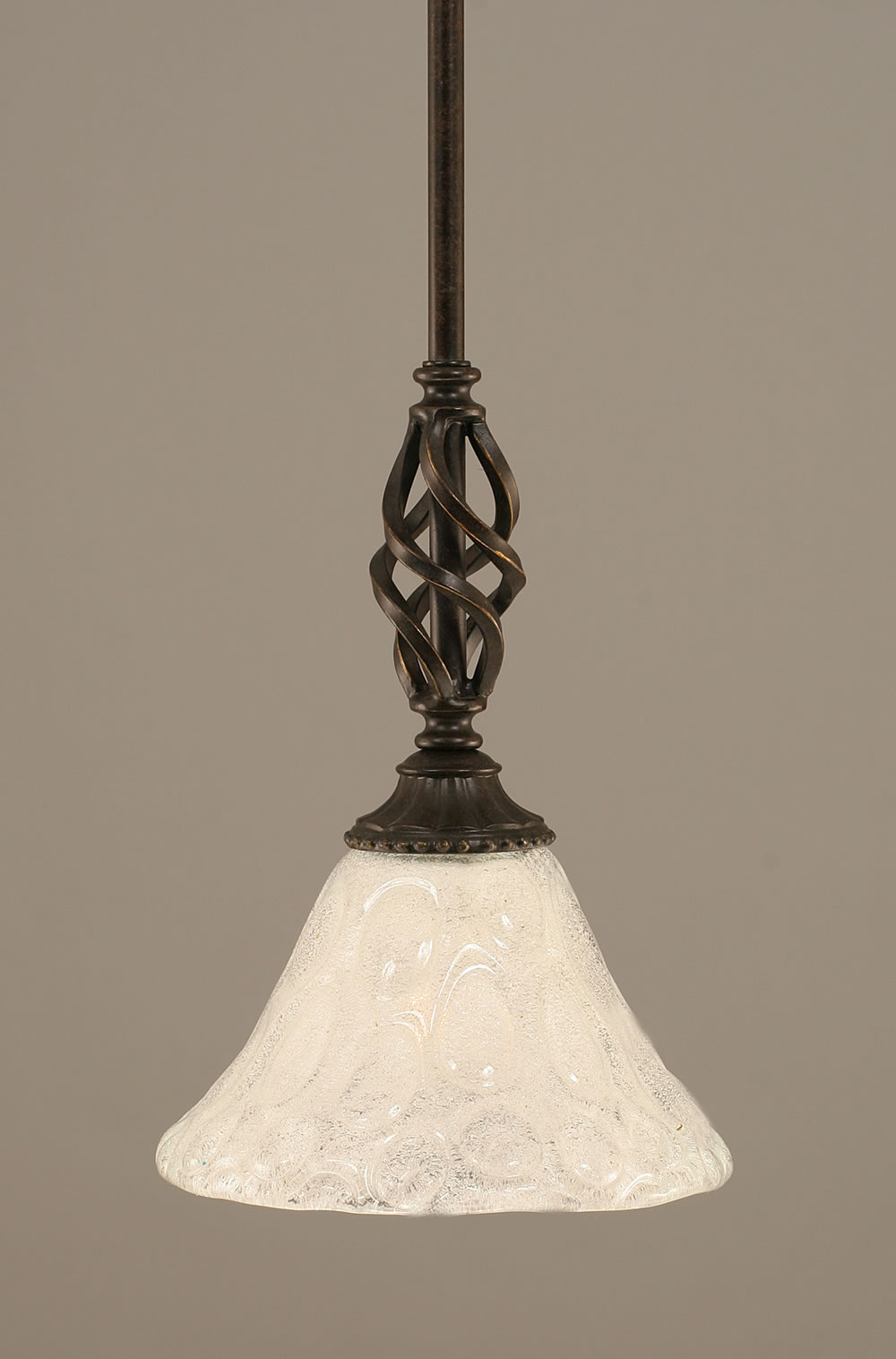 Eleganté Mini Pendant With Hang Straight Swivel Shown In Dark Granite Finish With 7" Italian Bubble Glass