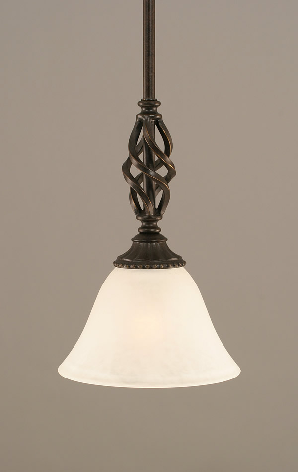 Eleganté Mini Pendant With Hang Straight Swivel Shown In Dark Granite Finish With 7" White Marble Glass