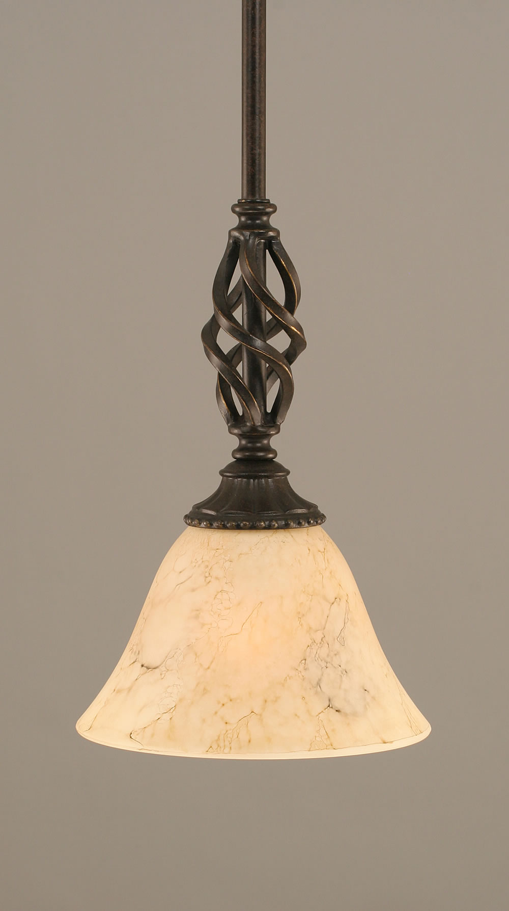 Eleganté Mini Pendant With Hang Straight Swivel Shown In Dark Granite Finish With 7" Italian Marble Glass