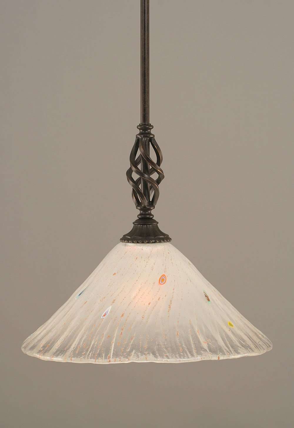 Eleganté Mini Pendant With Hang Straight Swivel Shown In Dark Granite Finish With 12" Frosted Crystal Glass