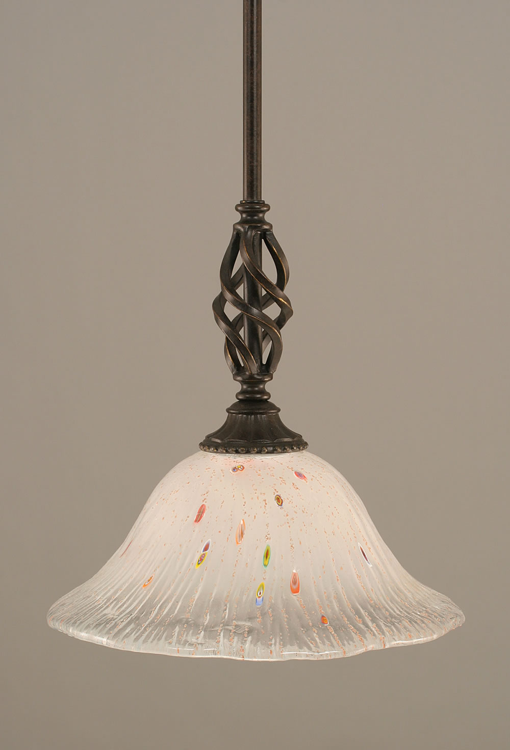 Eleganté Mini Pendant With Hang Straight Swivel Shown In Dark Granite Finish With 10" Frosted Crystal Glass