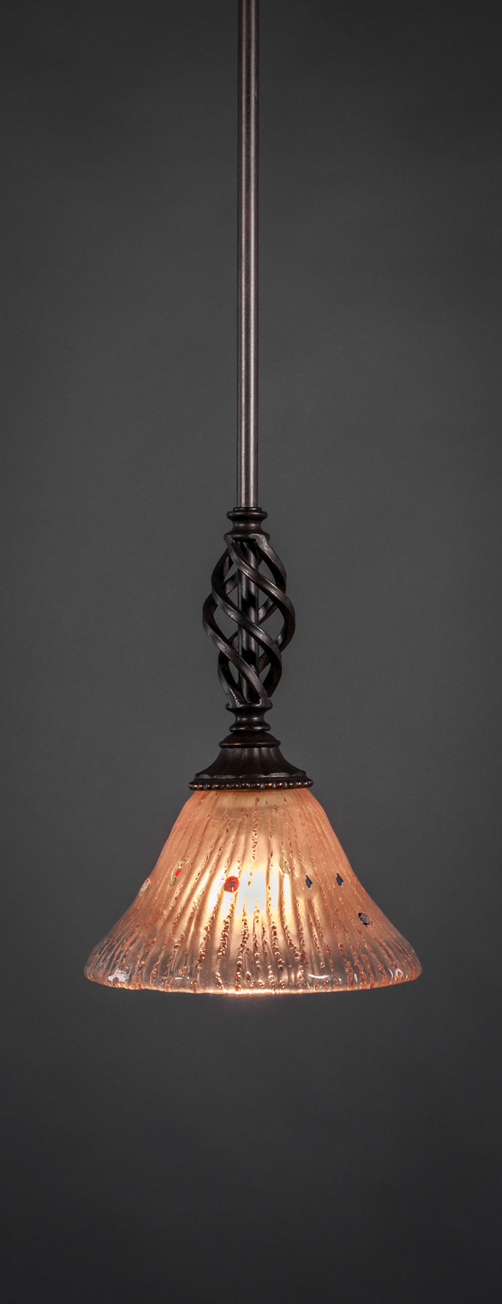Eleganté Mini Pendant With Hang Straight Swivel Shown In Dark Granite Finish With 7" Amber Crystal Glass