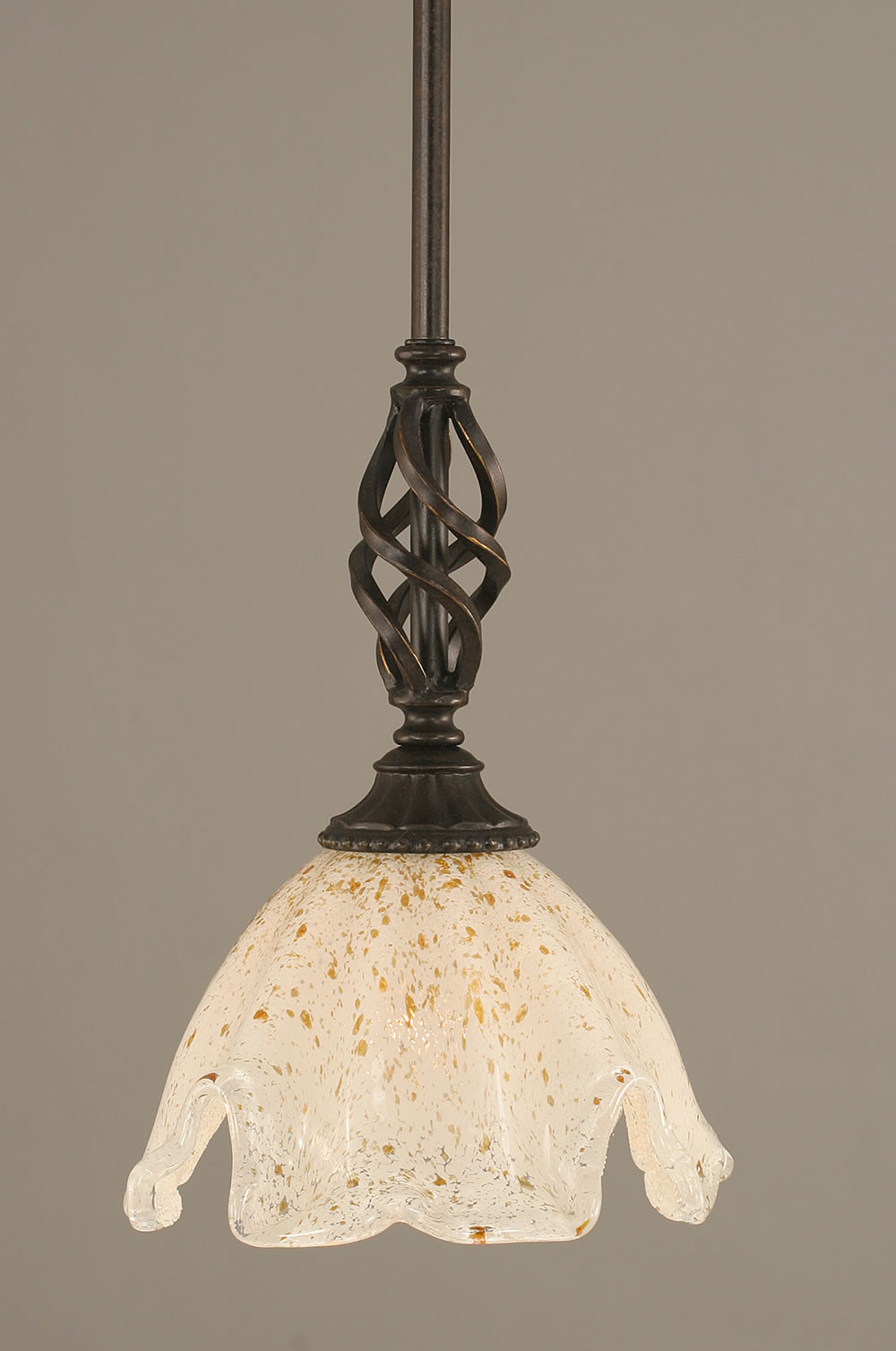 Eleganté Mini Pendant With Hang Straight Swivel Shown In Dark Granite Finish With 7" Gold Ice Glass