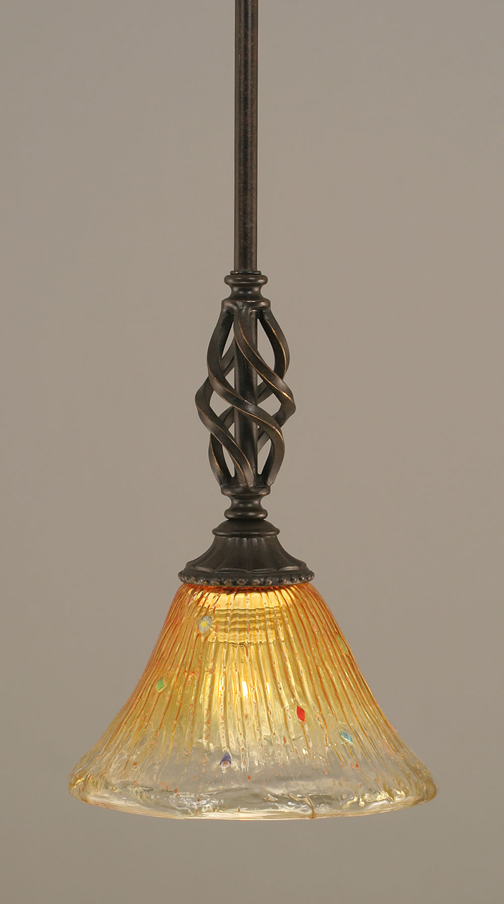 Eleganté Mini Pendant With Hang Straight Swivel Shown In Dark Granite Finish With 7" Gold Champagne Crystal Glass