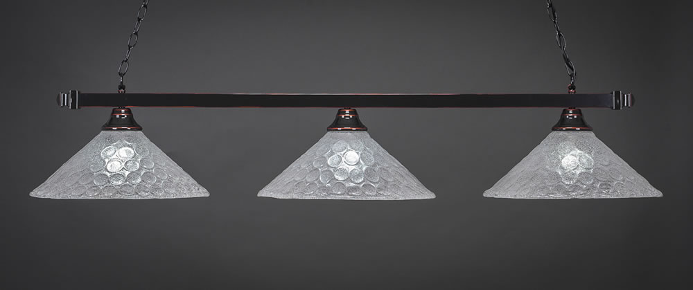 Square 3 Light Bar Shown In Black Copper Finish With 16" Italian Bubble Glass