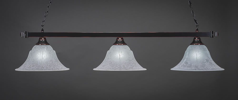 Square 3 Light Bar Shown In Black Copper Finish With 14" White Marble Glass