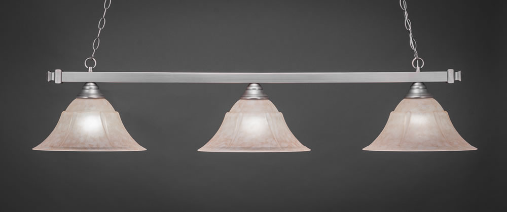 Square 3 Light Bar Shown In Brushed Nickel Finish With 14" Italian Marble Glass