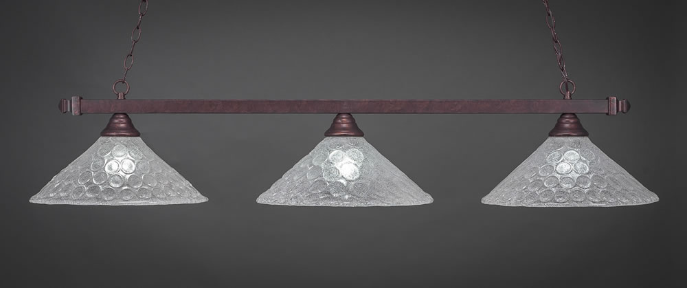Square 3 Light Billiard Light Shown In Bronze Finish With 16" Italian Bubble Glass