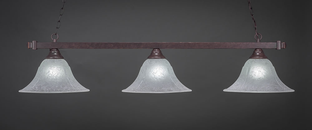 Square 3 Light Bar Shown In Dark Granite Finish With 14" White Marble Glass