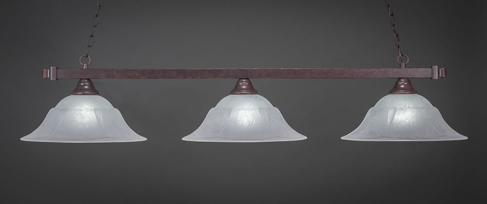 Square 3 Light Billiard Light Shown In Bronze Finish With 16" Royal Merlot Tiffany Glass