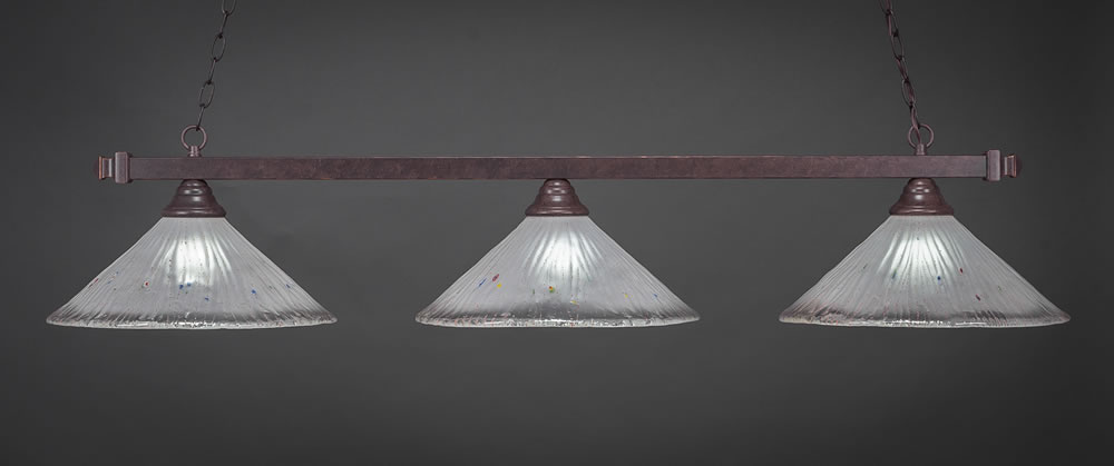 Square 3 Light Billiard Light Shown In Bronze Finish With 14.5" Butterscotch Tiffany Glass