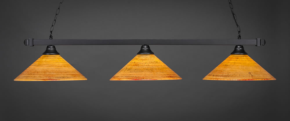 Square 3 Light Bar Shown In Matte Black Finish With 16" Firré Saturn Glass