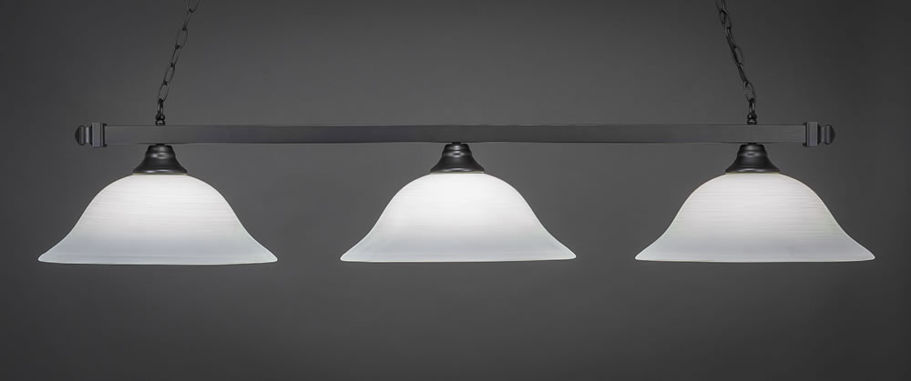 Square 3 Light Bar Shown In Matte Black Finish With 16" White Linen Glass