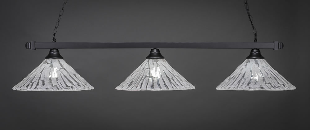 Square 3 Light Bar Shown In Matte Black Finish With 16" Italian Ice Glass