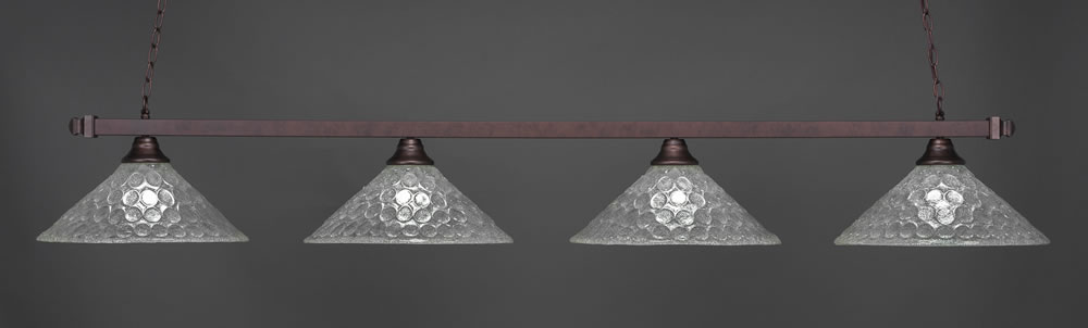 Square 4 Light Bar Shown In Bronze Finish With 16" Italian Bubble Glass