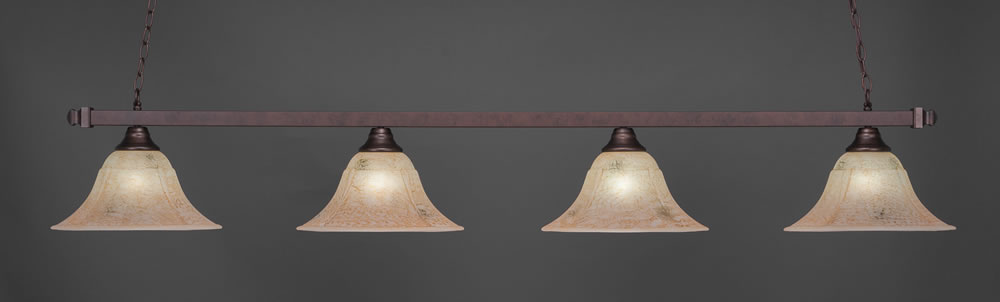 Square 4 Light Bar Shown In Bronze Finish With 14" Italian Marble Glass