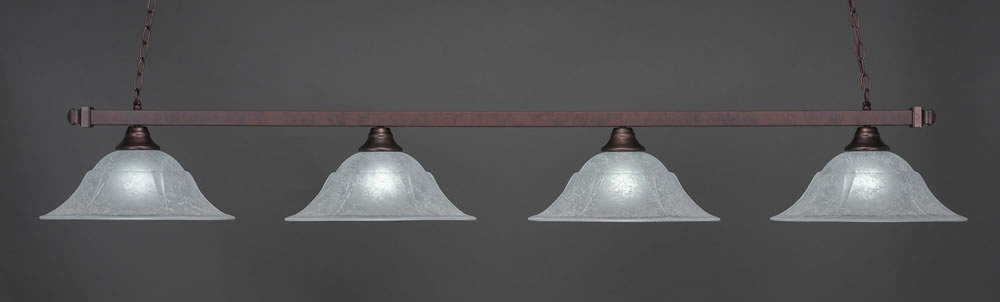 Square 4 Light Bar Shown In Bronze Finish With 16" White Marble Glass