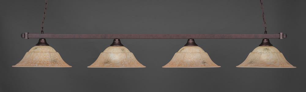 Square 4 Light Bar Shown In Bronze Finish With 16" Italian Marble Glass
