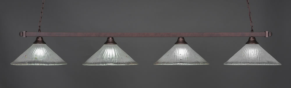 Square 4 Light Bar Shown In Bronze Finish With 16" Frosted Crystal Glass