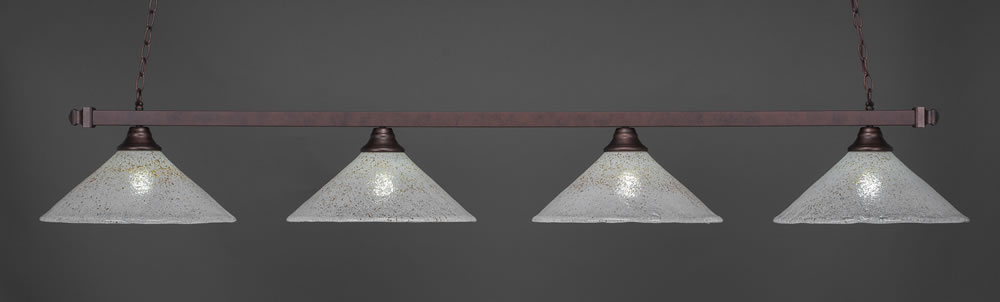 Square 4 Light Bar Shown In Bronze Finish With 16" Gold Ice Glass