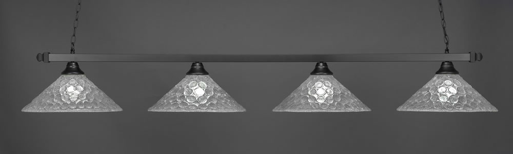 Square 4 Light Bar Shown In Matte Black Finish With 16" Italian Bubble Glass