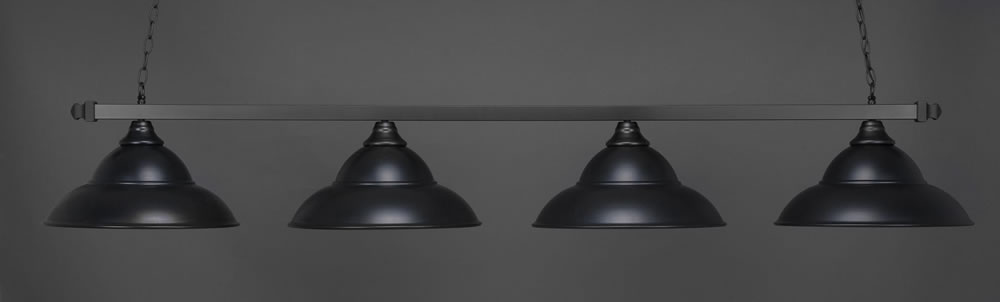 Square 4 Light Bar Shown In Matte Black Finish With 16" Bronze Double Bubble Metal Shades