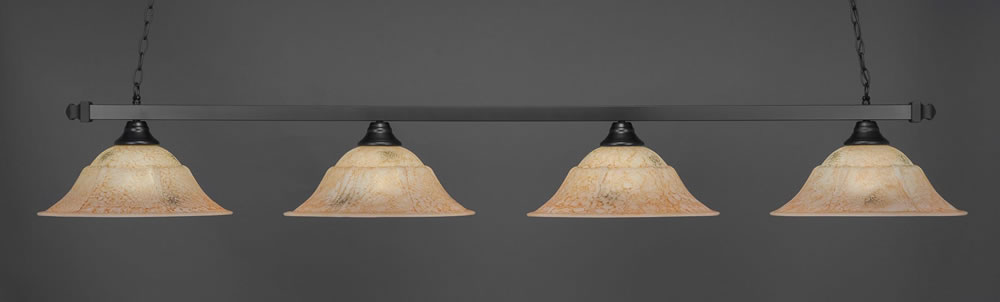 Square 4 Light Bar Shown In Matte Black Finish With 16" Italian Marble Glass
