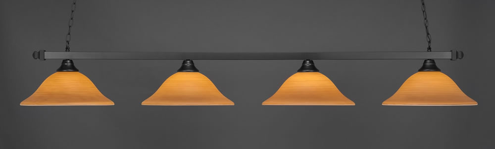 Square 4 Light Bar Shown In Matte Black Finish With 16" Cayenne Linen Glass