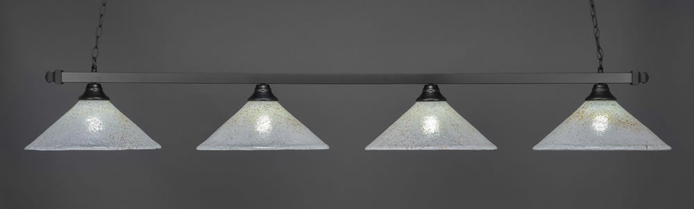 Square 4 Light Bar Shown In Matte Black Finish With 16" Gold Ice Glass