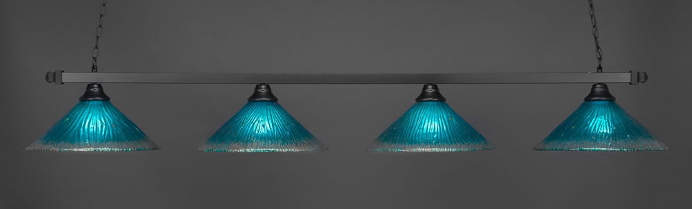 Square 4 Light Bar Shown In Matte Black Finish With 16" Teal Crystal Glass