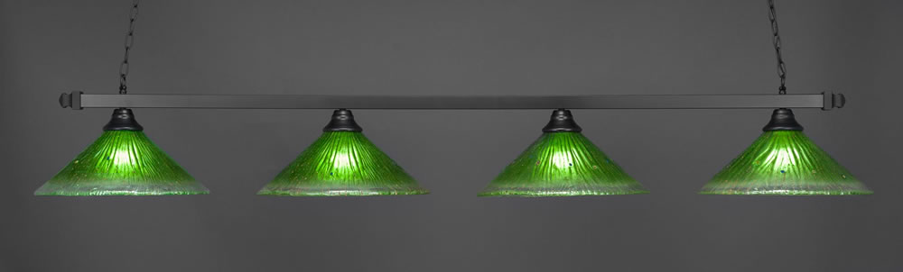 Square 4 Light Bar Shown In Matte Black Finish With 16" Kiwi Green Crystal Glass