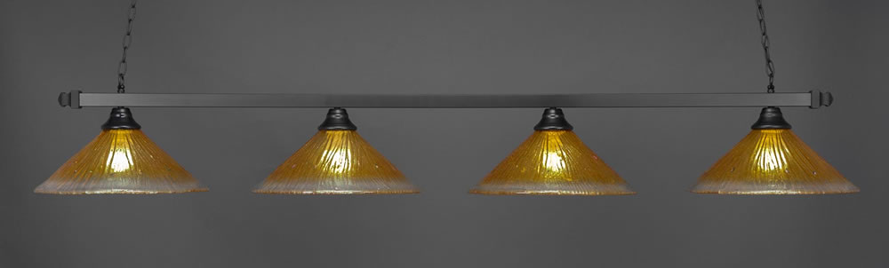 Square 4 Light Bar Shown In Matte Black Finish With 16" Gold Champagne Crystal Glass