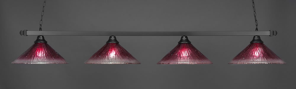Square 4 Light Bar Shown In Matte Black Finish With 16" Wine Crystal Glass