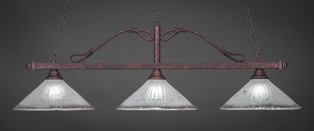 Scroll 3 Light Billiard Light Shown In Bronze Finish With 16" Firré Saturn Glass