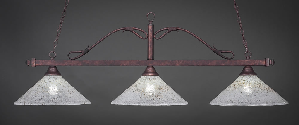 Scroll 3 Light Billiard Light Shown In Bronze Finish With 14" Alabaster Pumpkin Glass