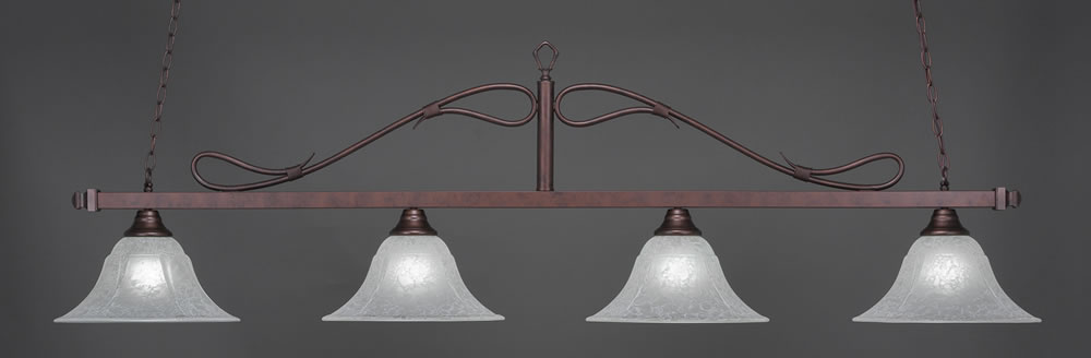 Scroll 4 Light Bar Shown In Bronze Finish With 14" White Marble Glass
