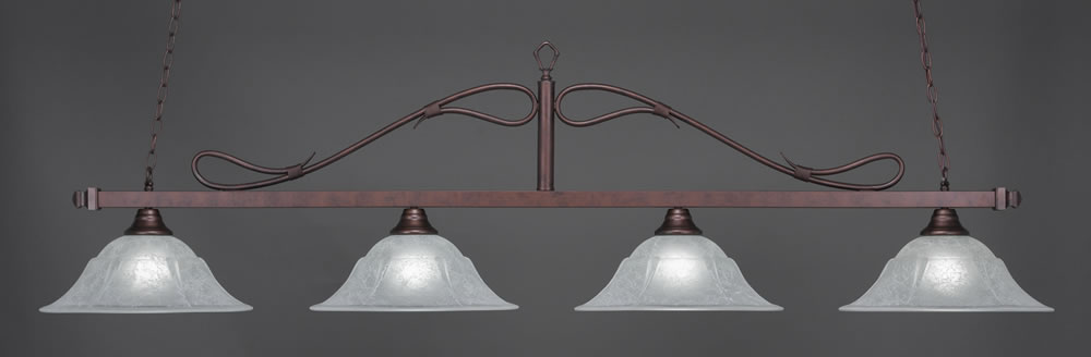 Scroll 4 Light Bar Shown In Bronze Finish With 16" White Marble Glass