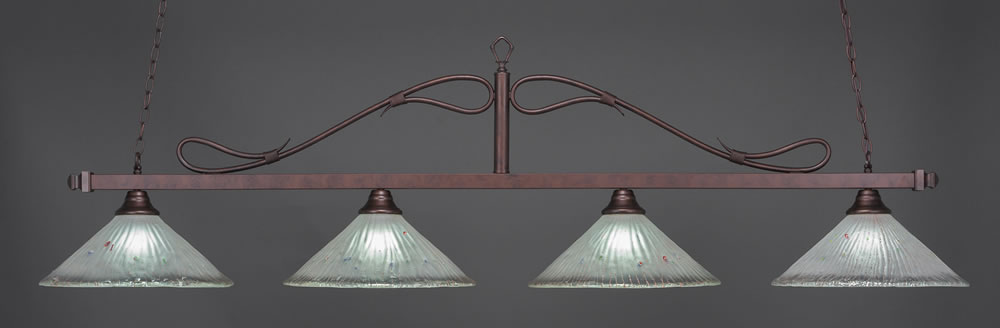 Scroll 4 Light Bar Shown In Bronze Finish With 16" Frosted Crystal Glass