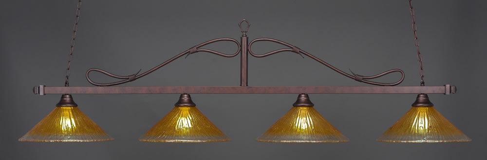 Scroll 4 Light Bar Shown In Bronze Finish With 16" Gold Champagne Crystal Glass