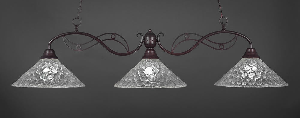 Jazz 3 Light Billiard Light Shown In Bronze Finish With 16" Italian Bubble Glass