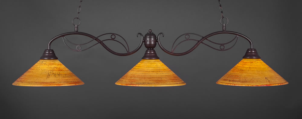 Jazz 3 Light Billiard Light Shown In Bronze Finish With 16" Firré Saturn Glass