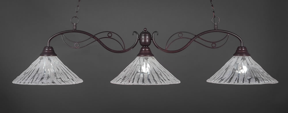 Jazz 3 Light Billiard Light Shown In Bronze Finish With 16" Italian Ice Glass