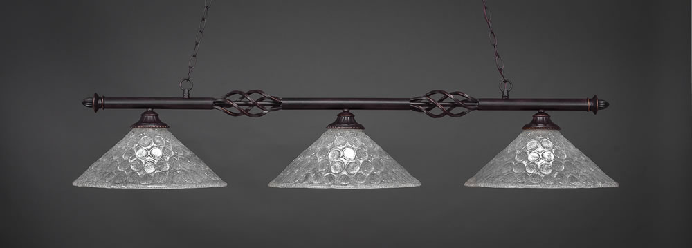 Eleganté 3 Light Billiard Light Shown In Dark Granite Finish With 16" Italian Bubble Glass