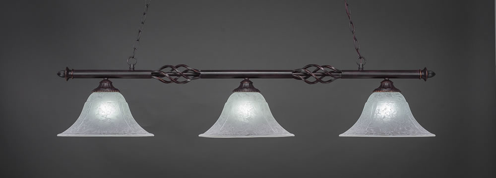 Eleganté 3 Light Billiard Light Shown In Dark Granite Finish With 14" White Marble Glass