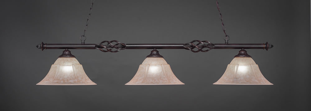 Eleganté 3 Light Billiard Light Shown In Dark Granite Finish With 14" Italian Marble Glass