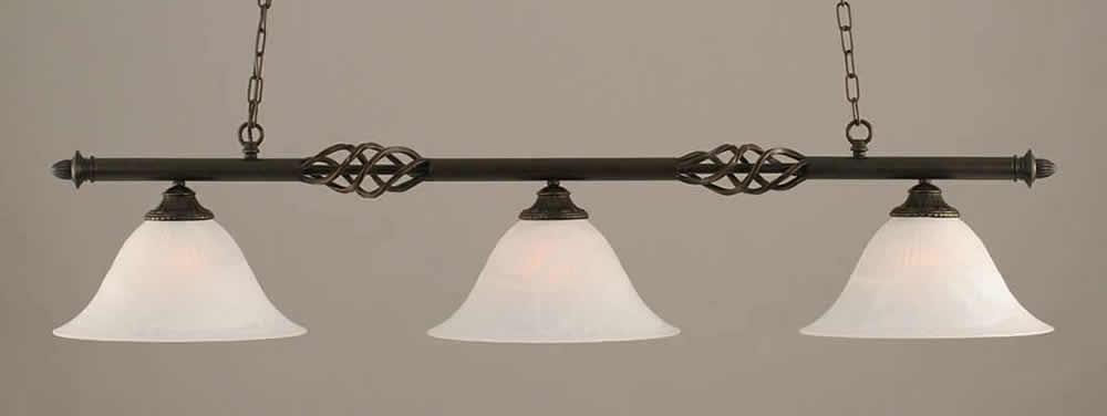 Eleganté 3 Light Billiard Light Shown In Dark Granite Finish With 14" White Alabaster Glass