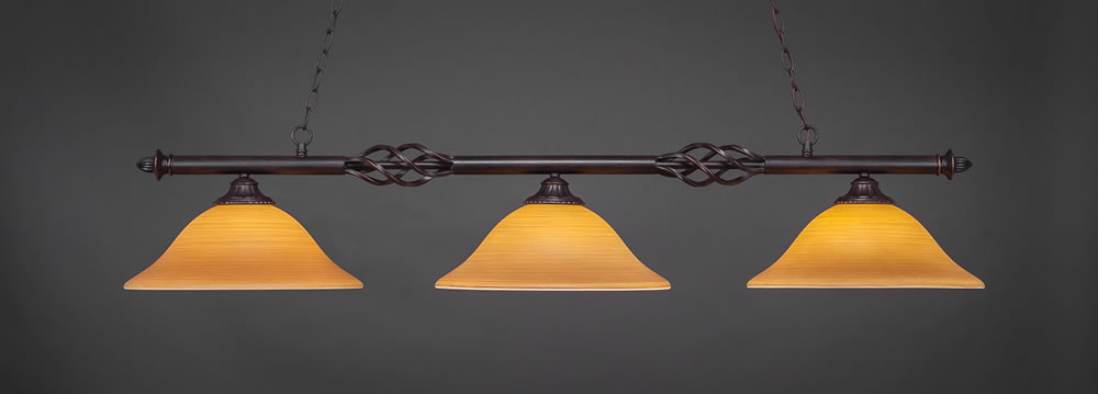 Eleganté 3 Light Bar Shown In Dark Granite Finish With 16" Cayenne Linen Glass