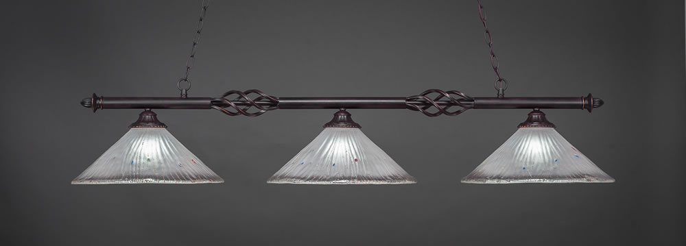 Eleganté 3 Light Billiard Light Shown In Dark Granite Finish With 16" Frosted Crystal Glass