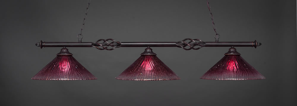 Eleganté 3 Light Bar Shown In Dark Granite Finish With 16" Wine Crystal Glass